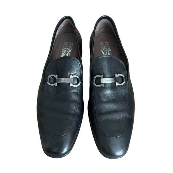 Salvatore Ferragamo black leather men classic slip ons shoes size 11.5 E